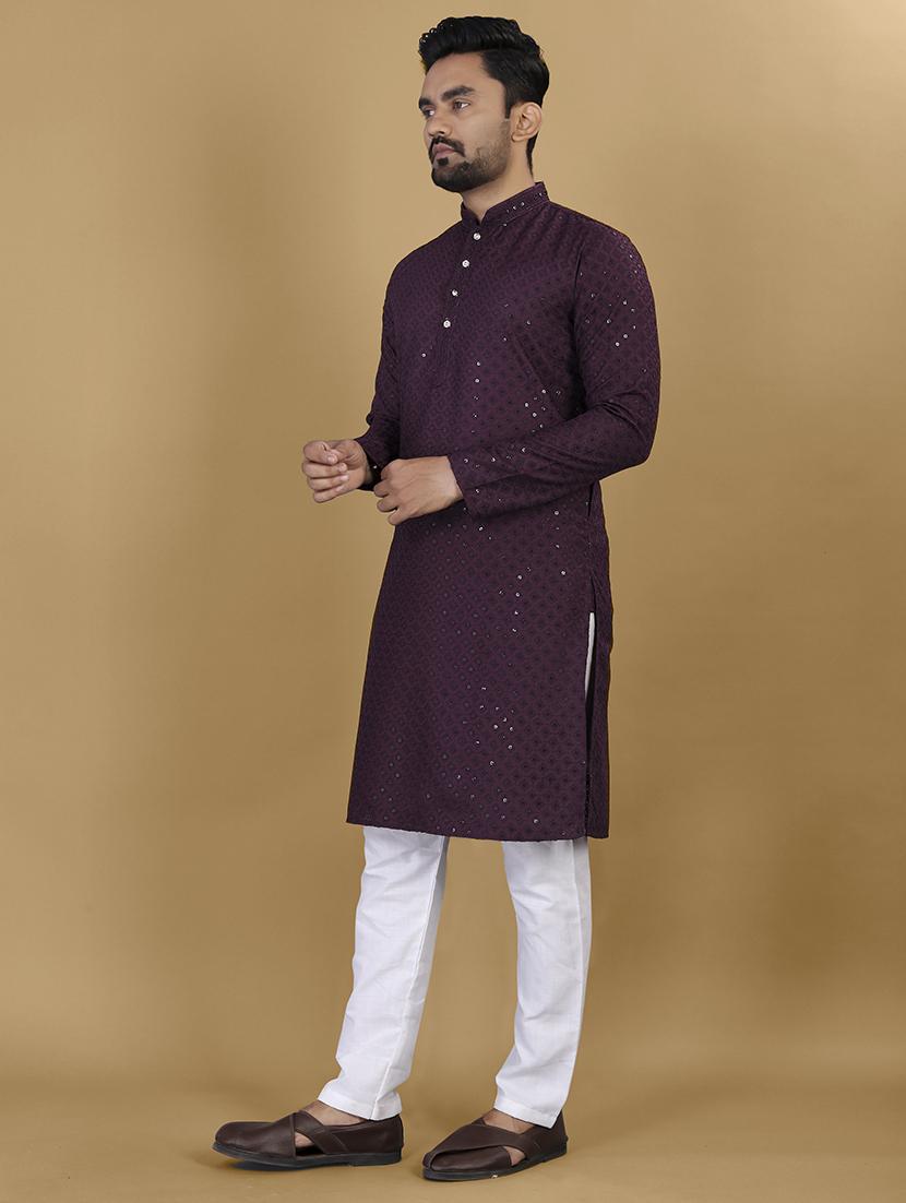 men embroidered mandarin neck kurta - 21721888 - Standard Image - 1
