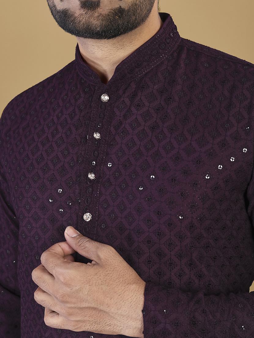 men embroidered mandarin neck kurta - 21721888 - Standard Image - 4