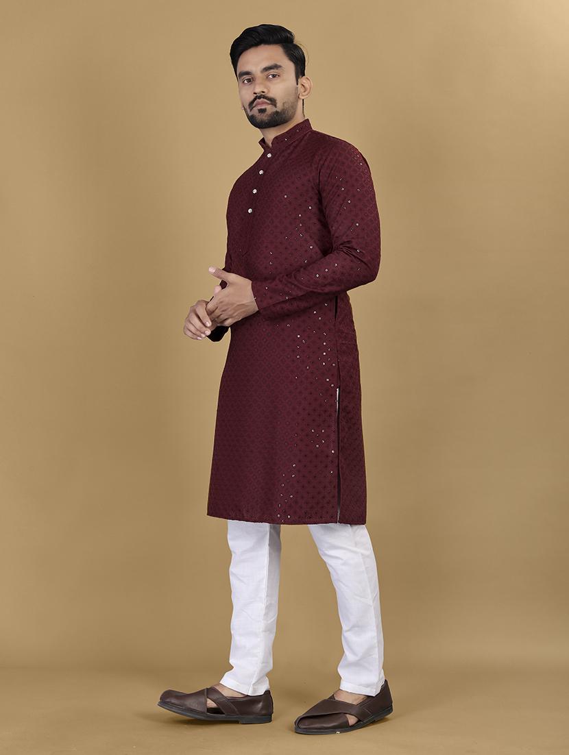 men embroidered mandarin neck kurta - 21721891 - Standard Image - 1