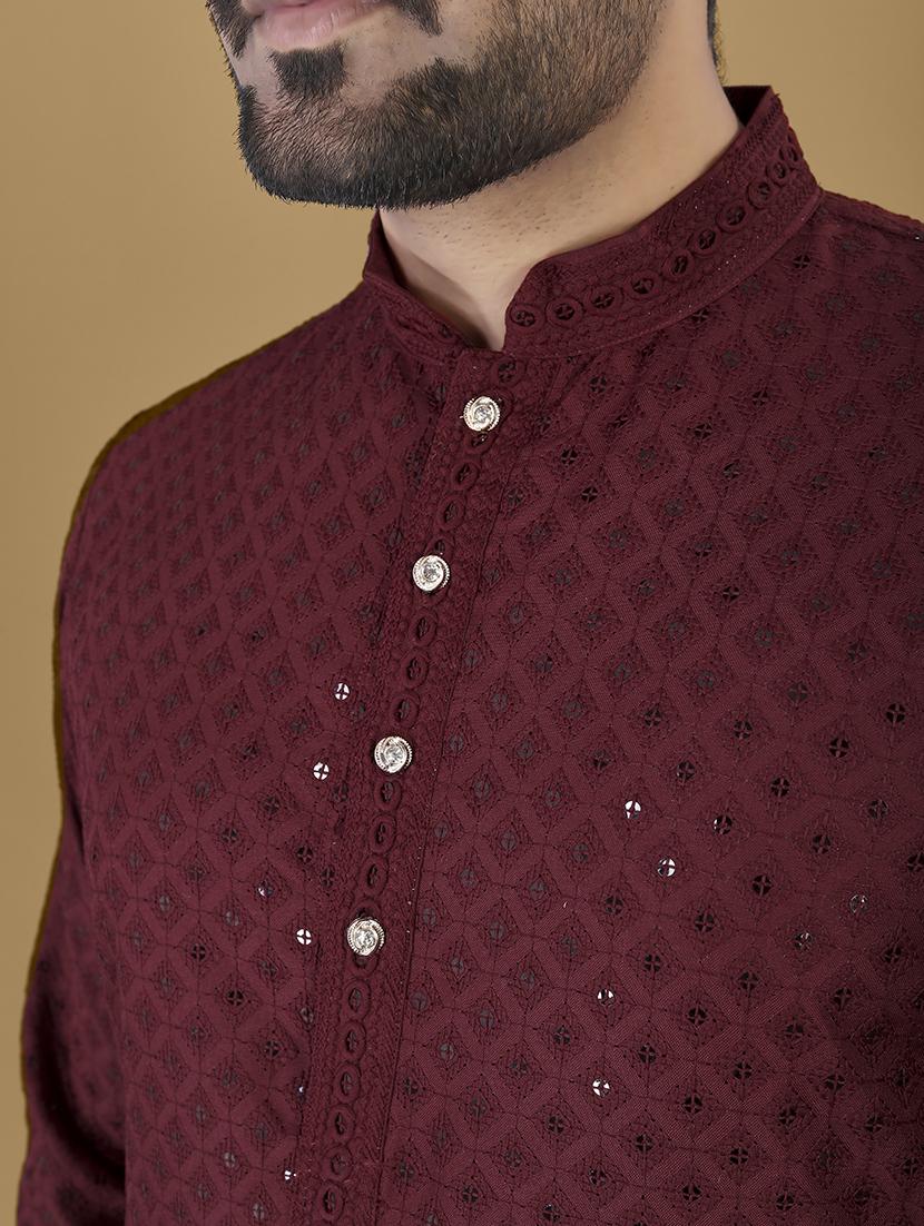 men embroidered mandarin neck kurta - 21721891 - Standard Image - 4
