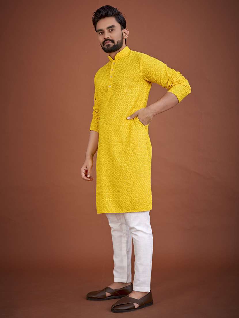 men embroidered mandarin neck kurta - 21721892 -  Standard Image - 1