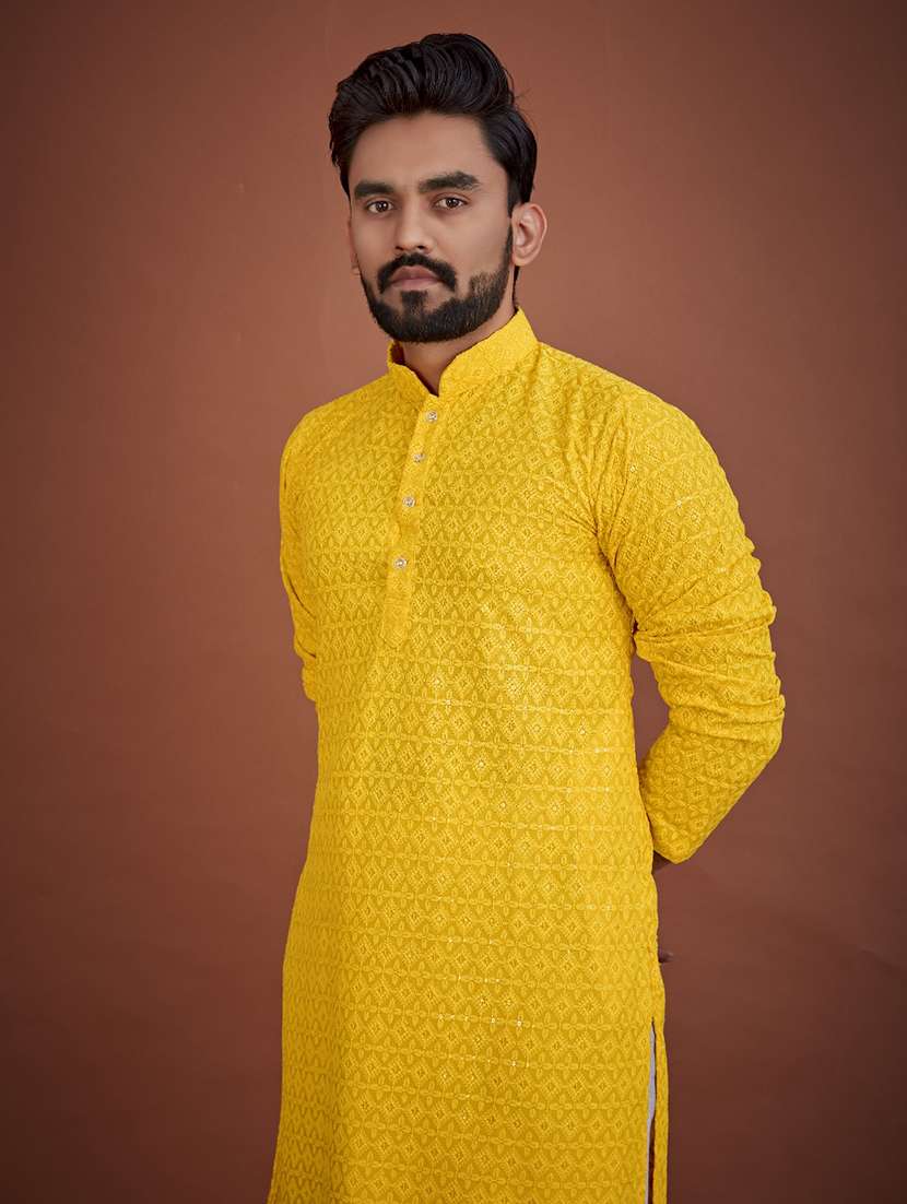 men embroidered mandarin neck kurta - 21721892 - Standard Image - 4