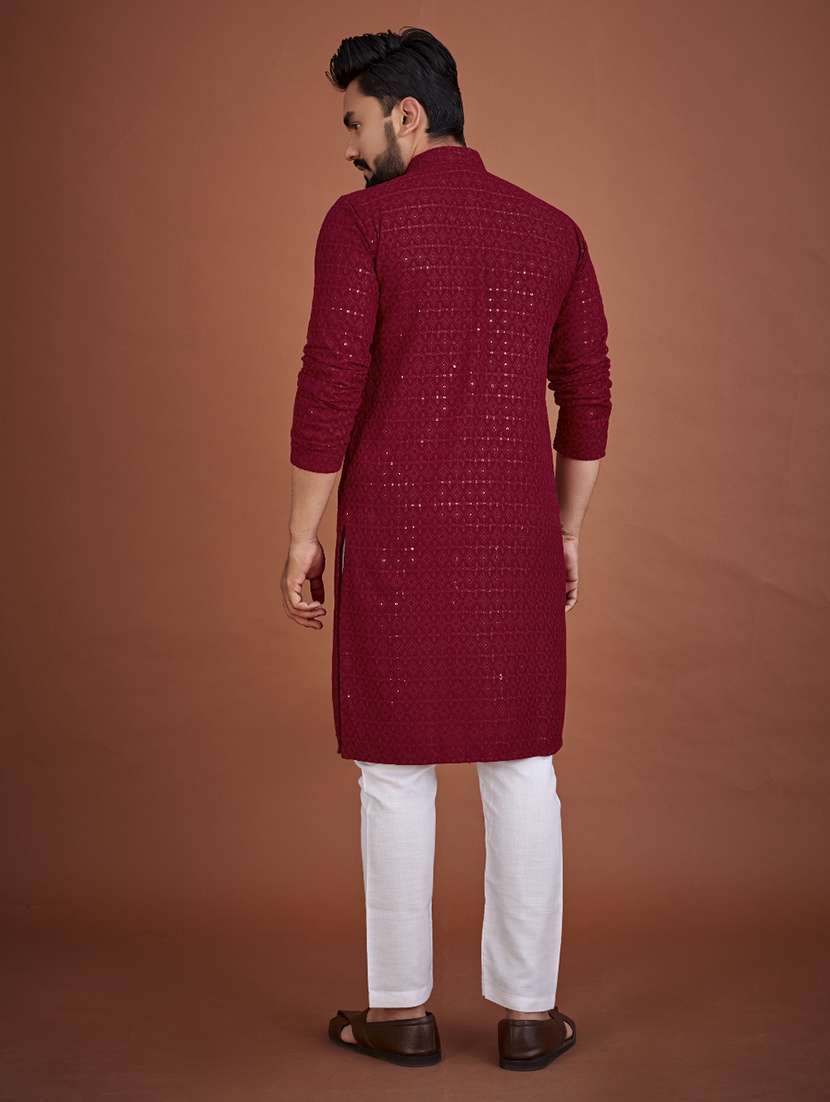 men embroidered mandarin neck kurta - 21721894 -  Standard Image - 1