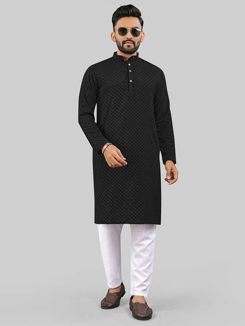 men self design mandarin neck kurta