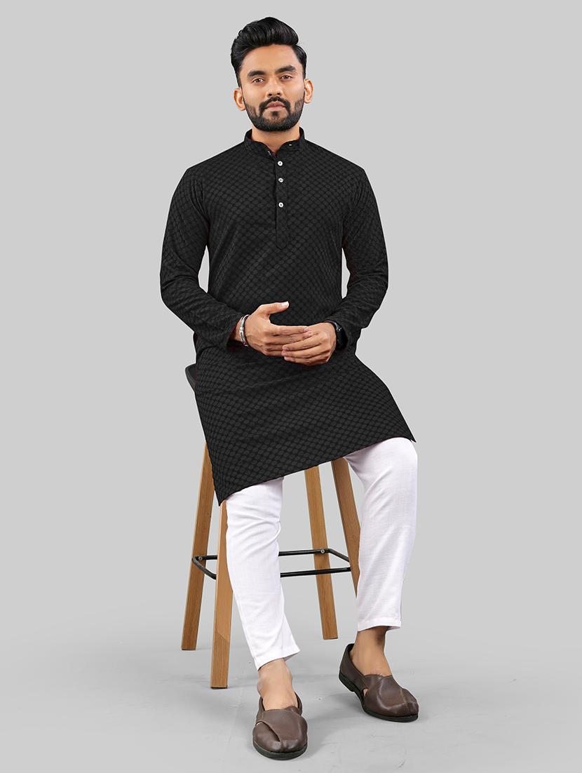 men self design mandarin neck kurta - 21721897 - Standard Image - 4