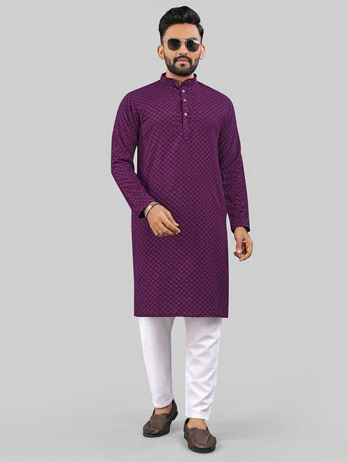 men self design mandarin neck kurta