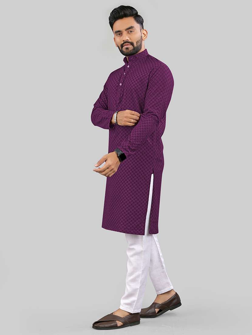 men self design mandarin neck kurta - 21721899 -  Standard Image - 1