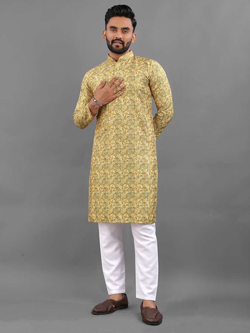 men printed mandarin neck kurta - 21721902 -  Standard Image - 1