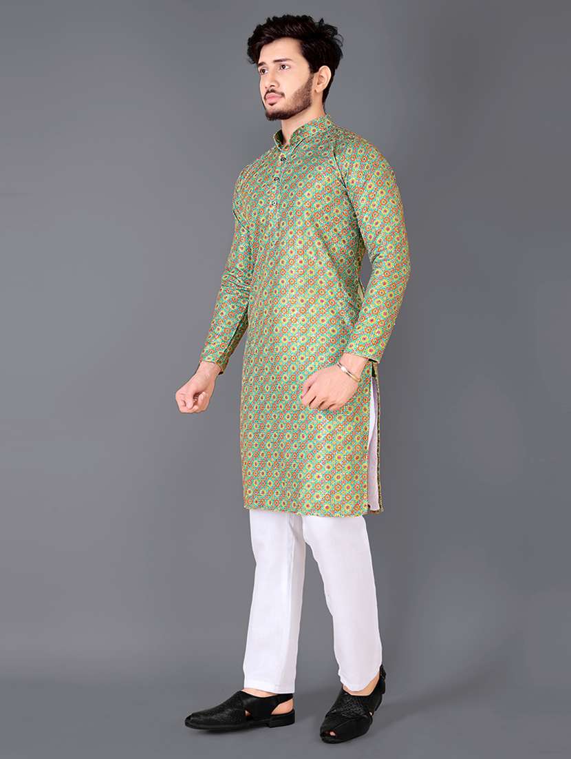 men printed mandarin neck kurta - 21721904 -  Standard Image - 1