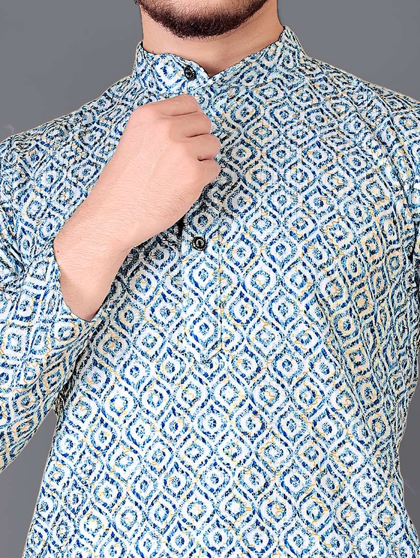 men printed mandarin neck kurta - 21721905 - Standard Image - 4