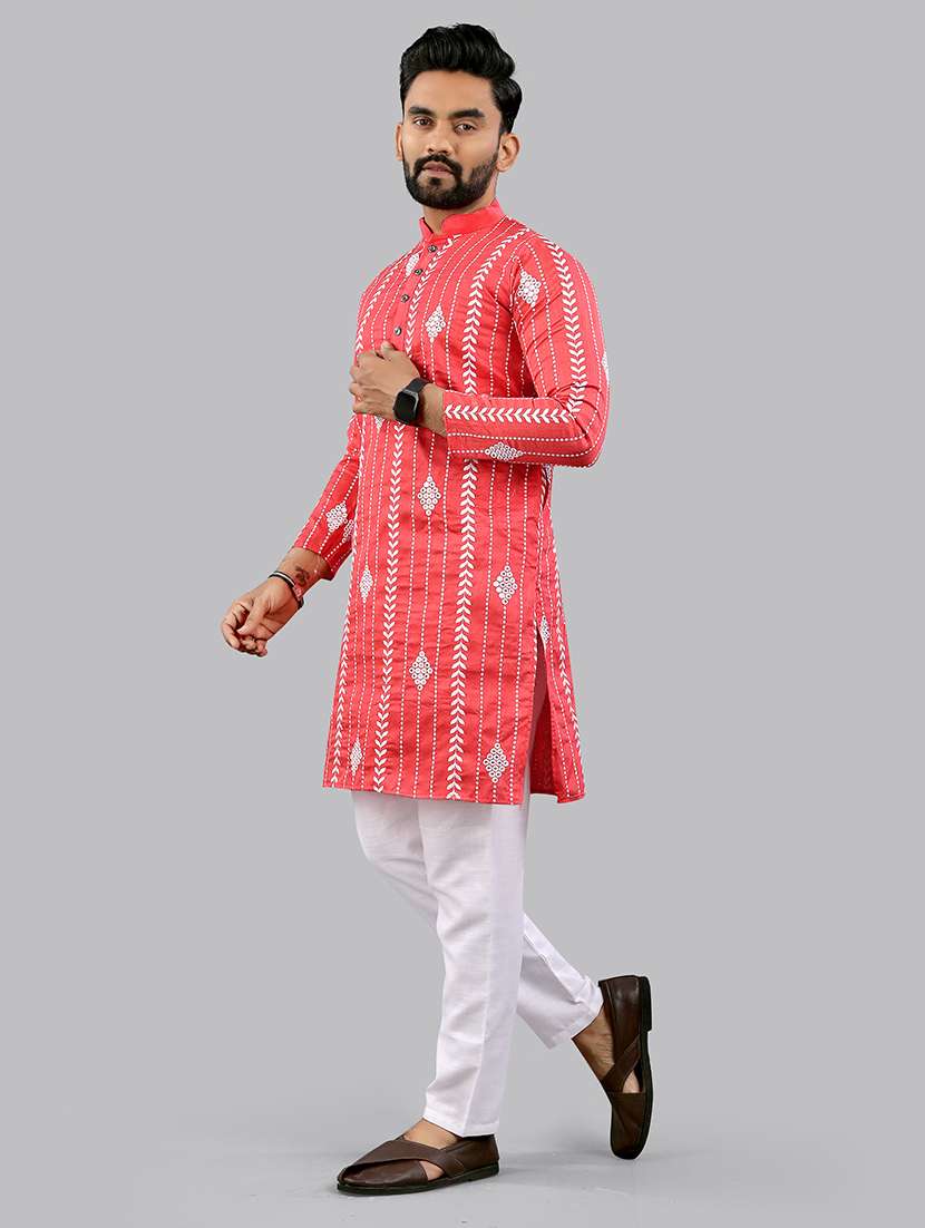 men embroidered mandarin neck kurta - 21721909 -  Standard Image - 1