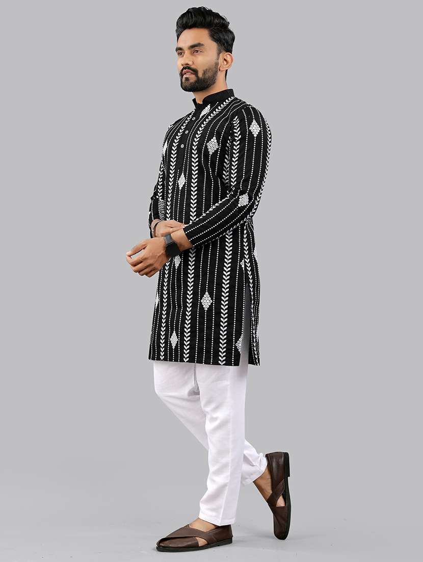 men embroidered mandarin neck kurta - 21721910 - Standard Image - 1