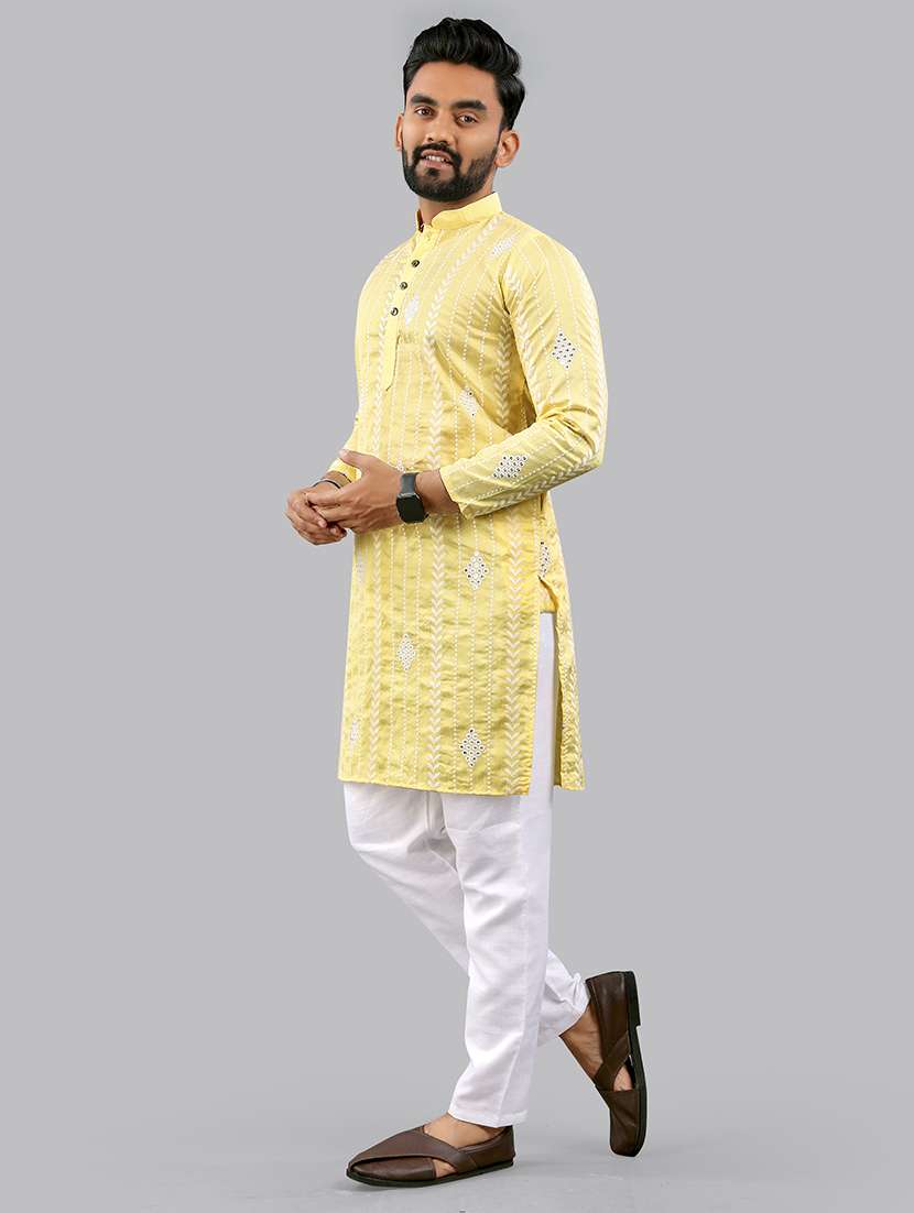 men embroidered mandarin neck kurta - 21721911 -  Standard Image - 1