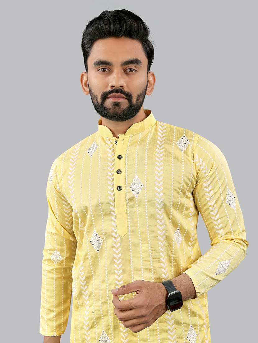 men embroidered mandarin neck kurta - 21721911 -  Standard Image - 4