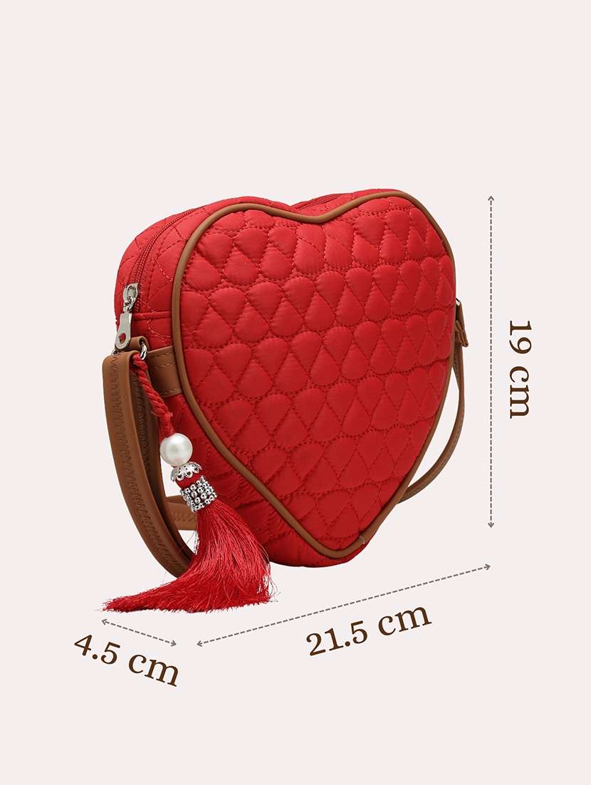 women solid quilted heart shape sling bag - 21721921 -  Standard Image - 9