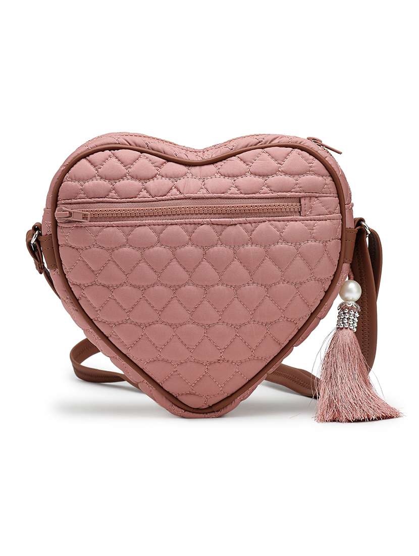 women solid quilted heart shape sling bag - 21721922 -  Standard Image - 1