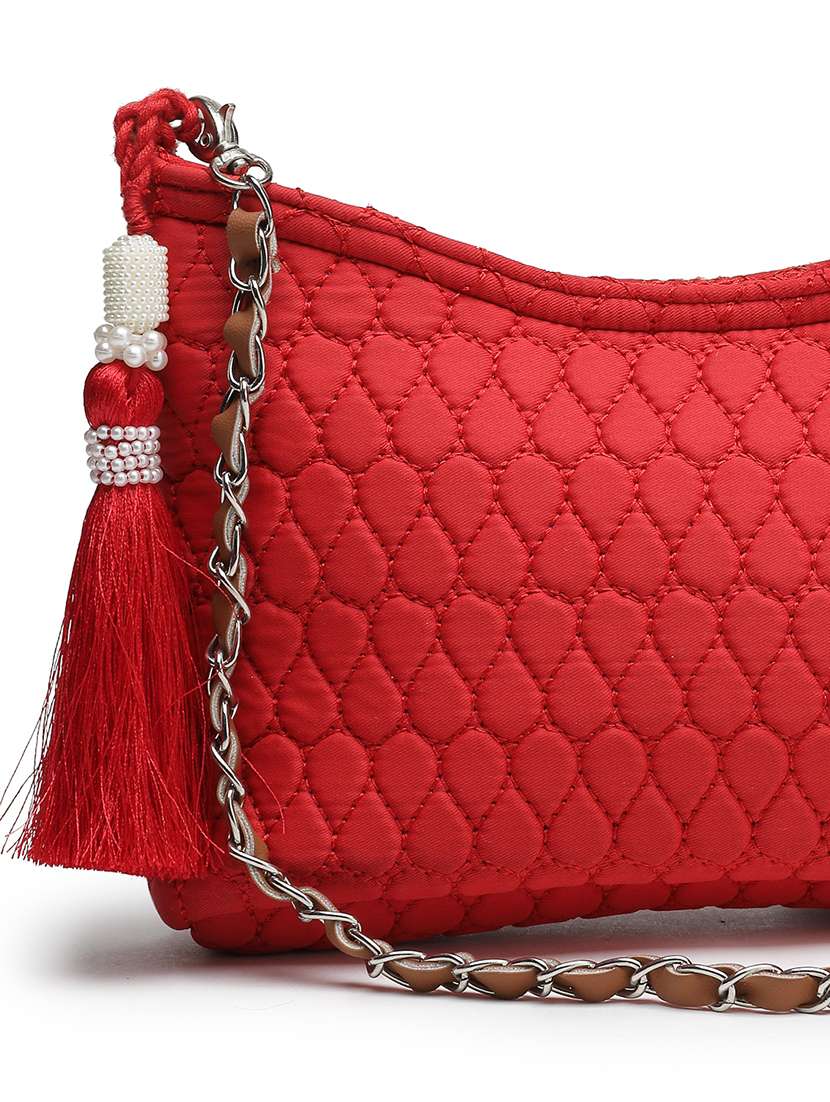 women red solid quilted sling bag - 21721924 -  Standard Image - 9
