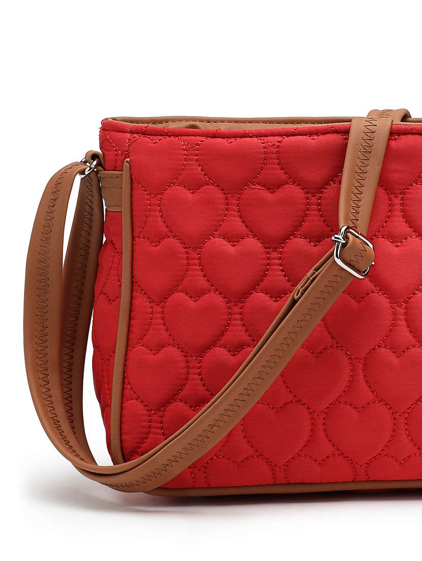 women red solid quilted sling bag - 21721927 -  Standard Image - 4