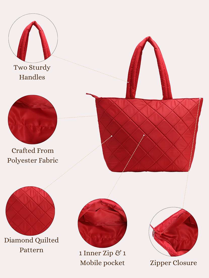 women red solid quilted handbag - 21721928 -  Standard Image - 6
