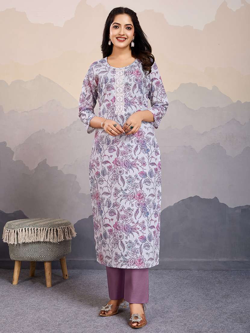 women three quarter sleeve kurta pant set