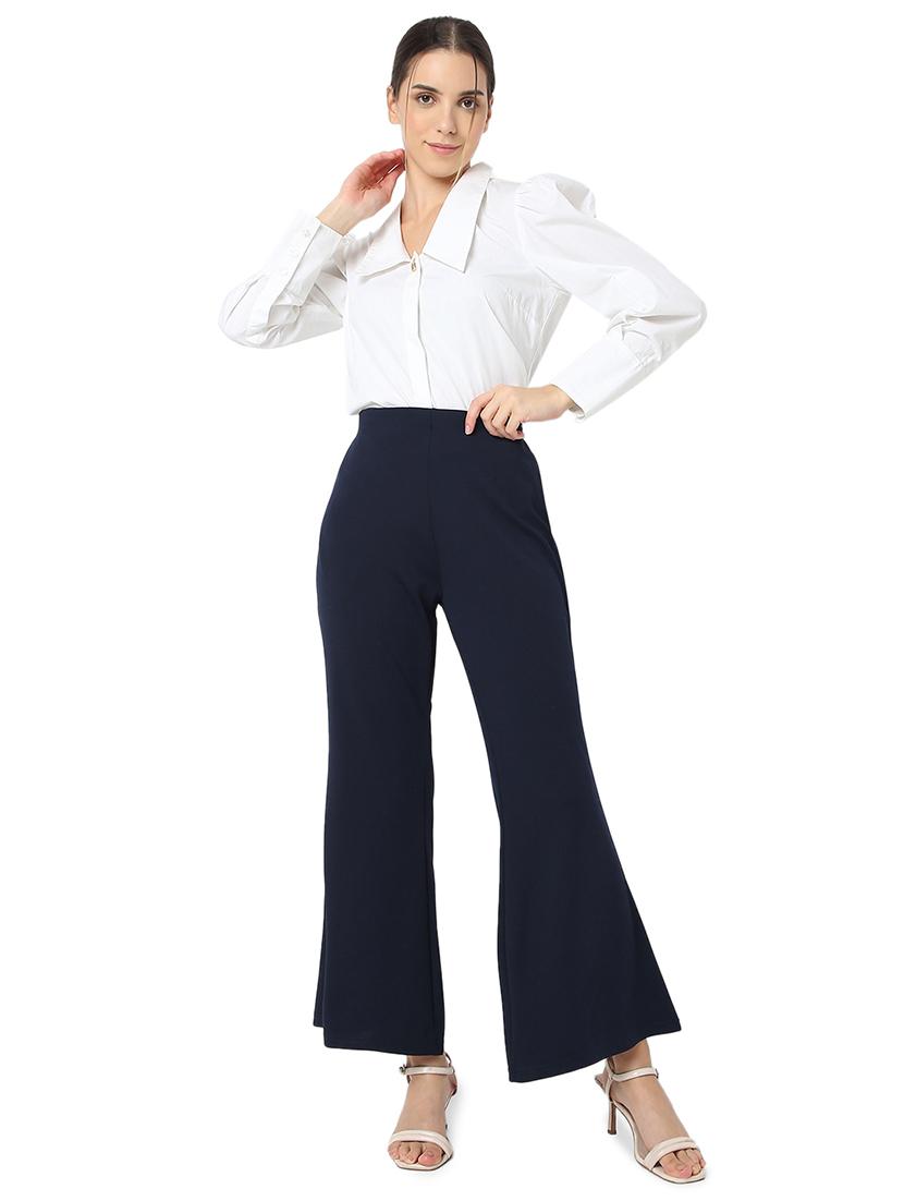 women solid high rise bootcut trouser - 21721941 - Standard Image - 4
