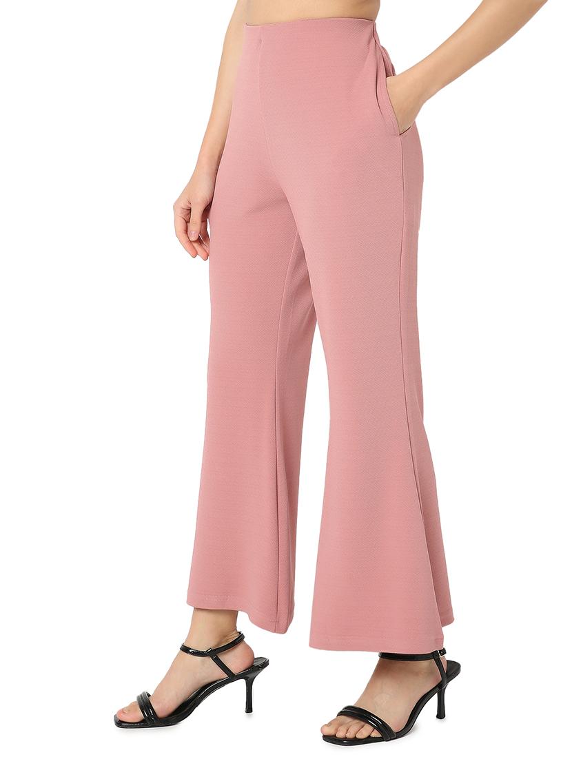 women solid high rise bootcut trouser - 21721943 - Standard Image - 1