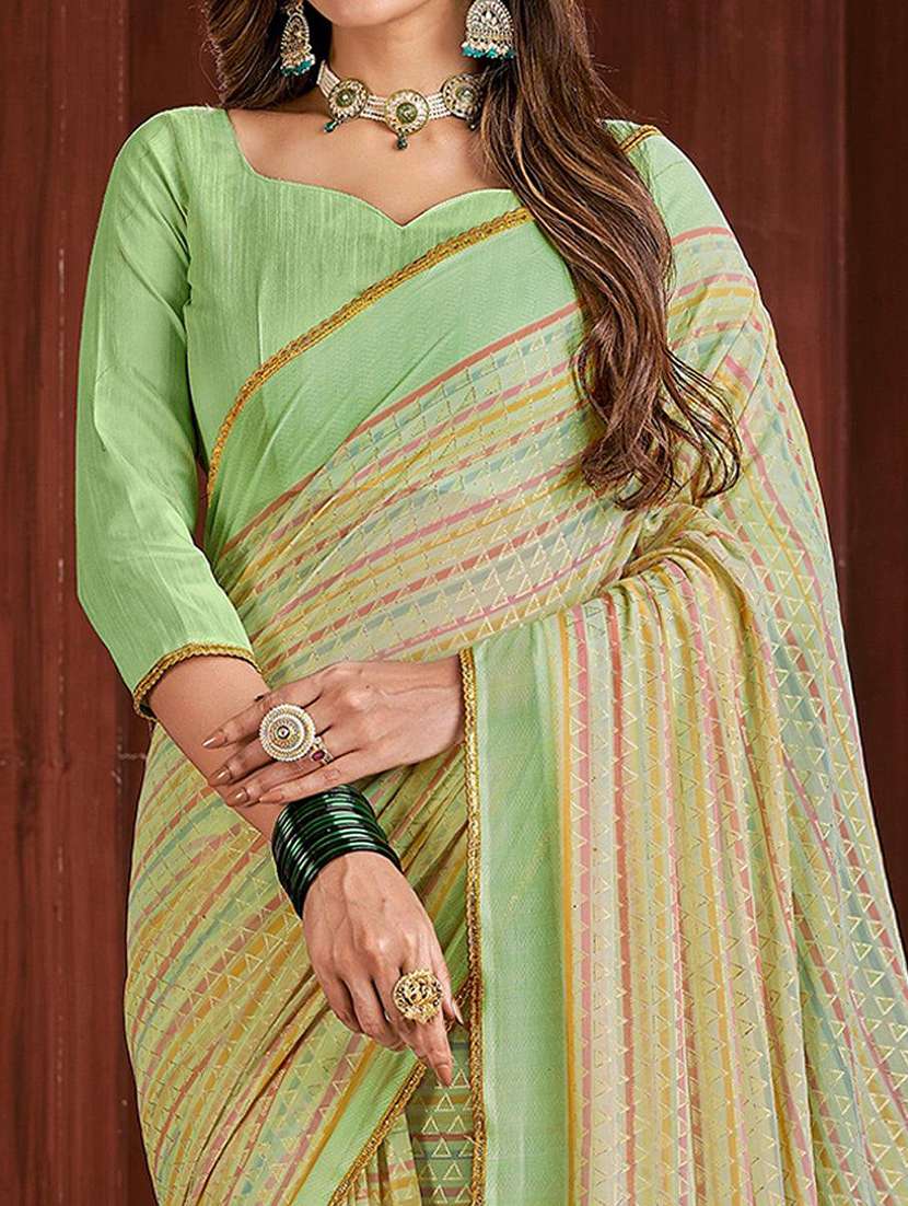 women neo mint foil printed saree with blouse - 21722302 -  Standard Image - 1