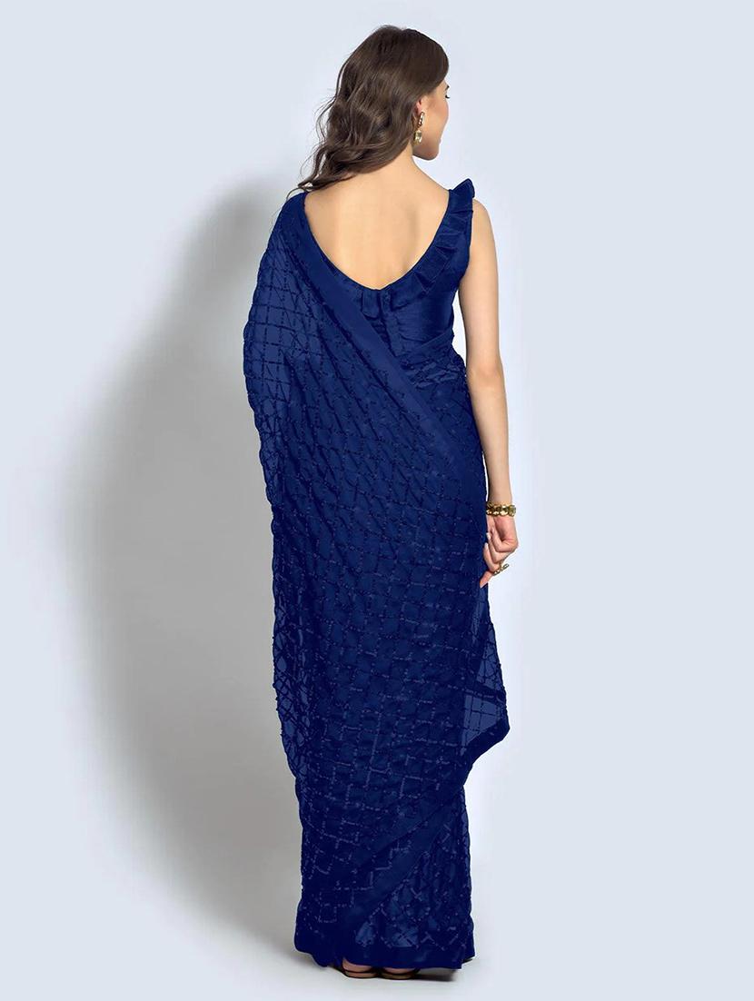 women blue sequin work saree with blouse - 21722303 - Standard Image - 1