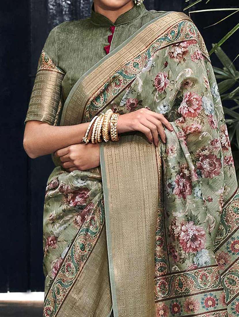 women printed bordered saree with blouse - 21722452 -  Standard Image - 1