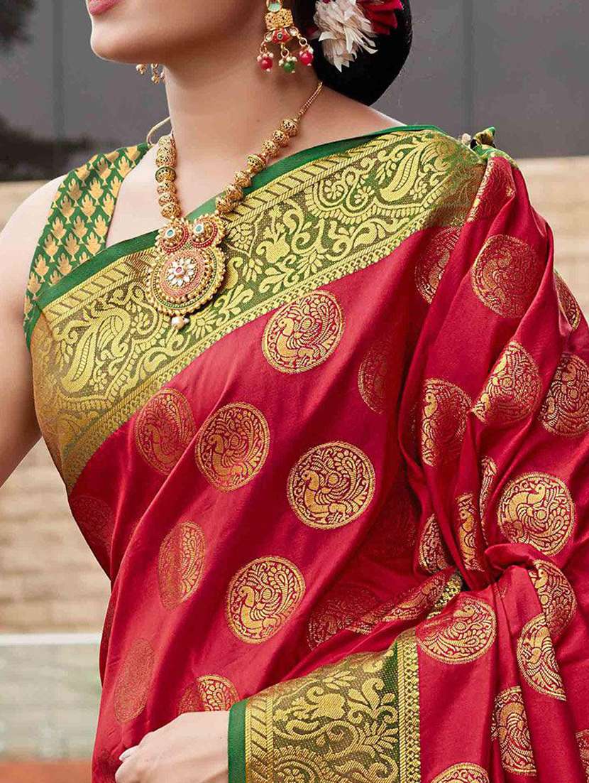 women red printed bordered saree with blouse - 21722496 -  Standard Image - 1
