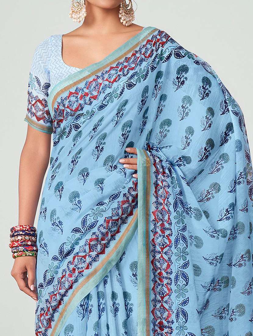 women printed casual wear saree with blouse - 21722644 -  Standard Image - 1
