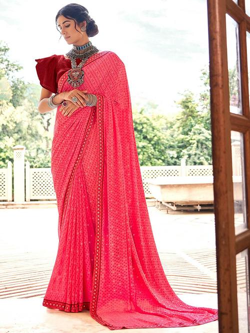 women printed lace bordered saree with blouse - 21722661 - Standard Image - 0