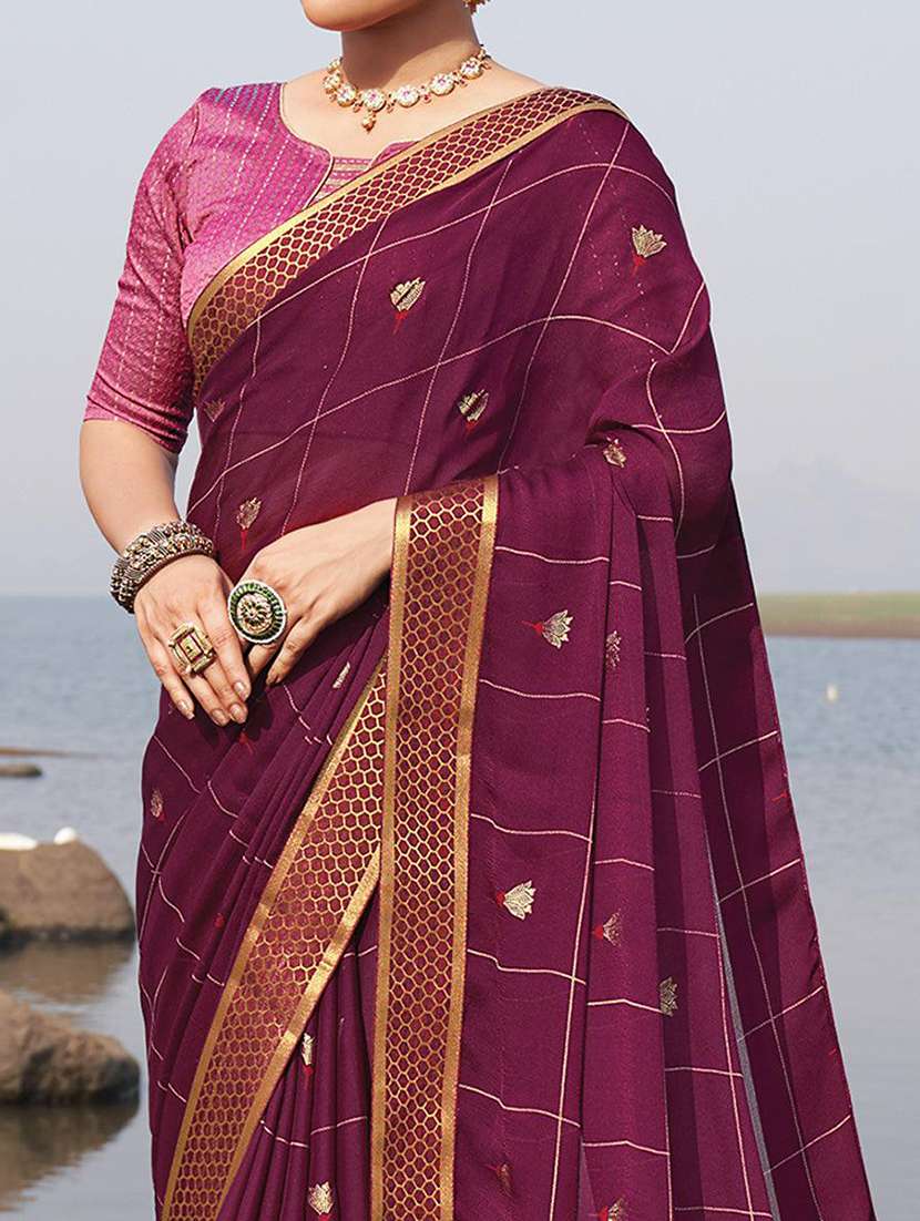 women embroidered lace bordered saree with blouse - 21722664 -  Standard Image - 1