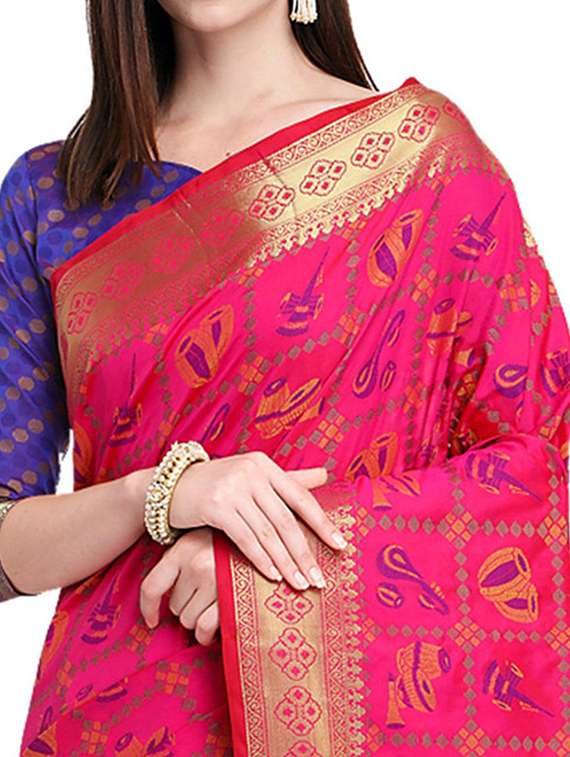 women printed bordered saree with blouse - 21722684 -  Standard Image - 1