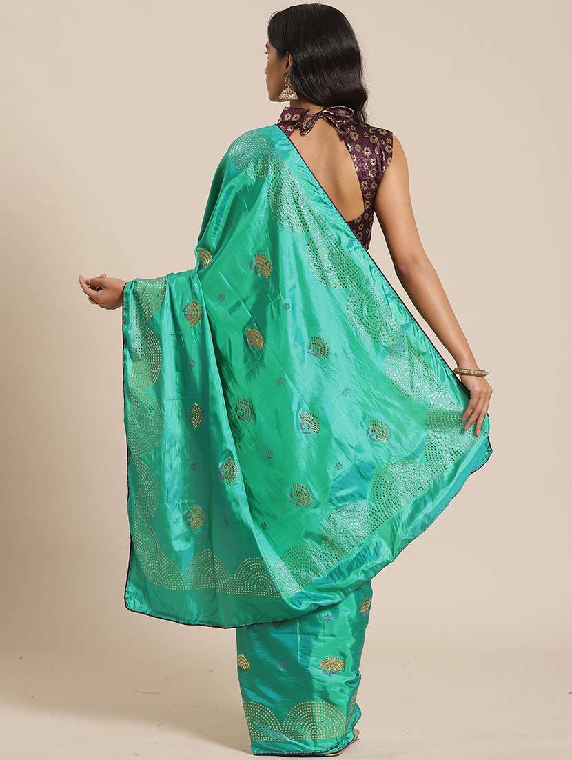 women sea green embellished saree with blouse - 21722694 -  Standard Image - 1