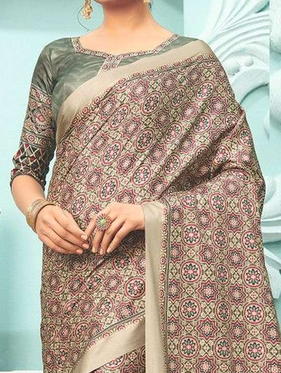 women printed casual wear saree with blouse - 21722727 -  Standard Image - 1