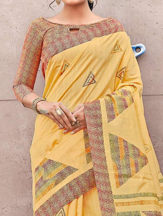 women printed bordered saree with blouse - 21722728 -  Standard Image - 1