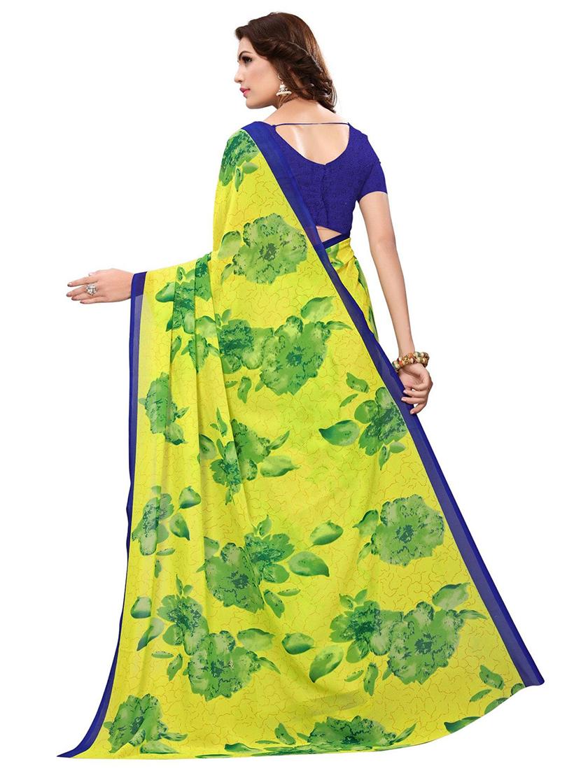 women yellow floral printed saree with blouse - 21722794 -  Standard Image - 1