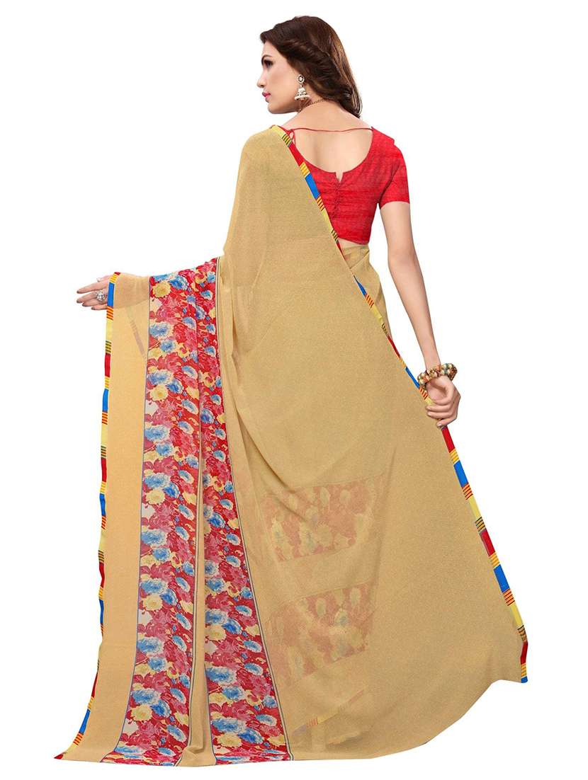 women beige floral printed saree with blouse - 21722795 -  Standard Image - 1