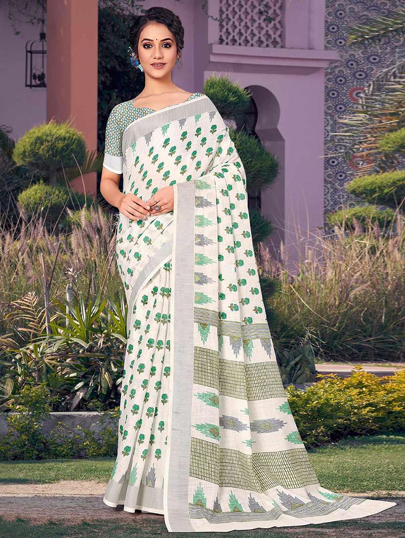 women printed casual wear saree with blouse