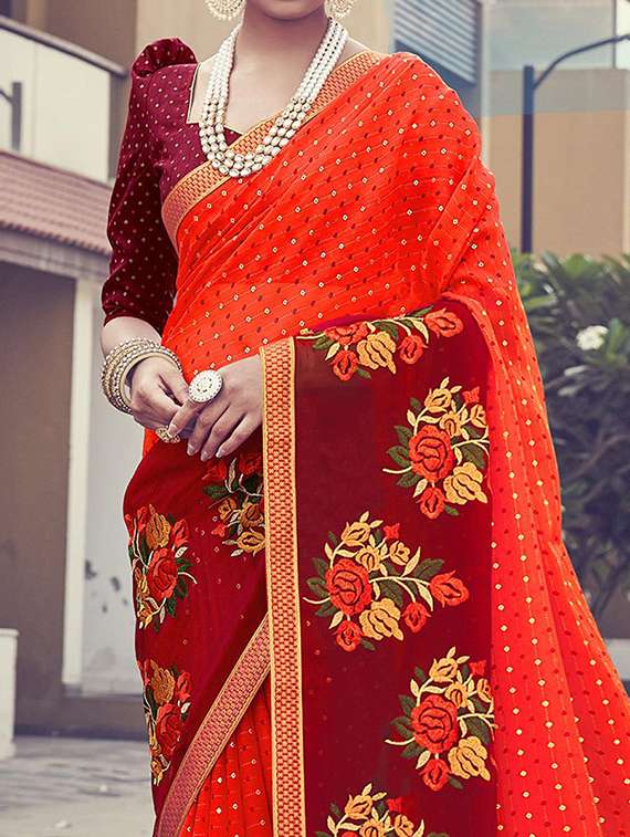 women printed bordered saree with blouse - 21722922 -  Standard Image - 1