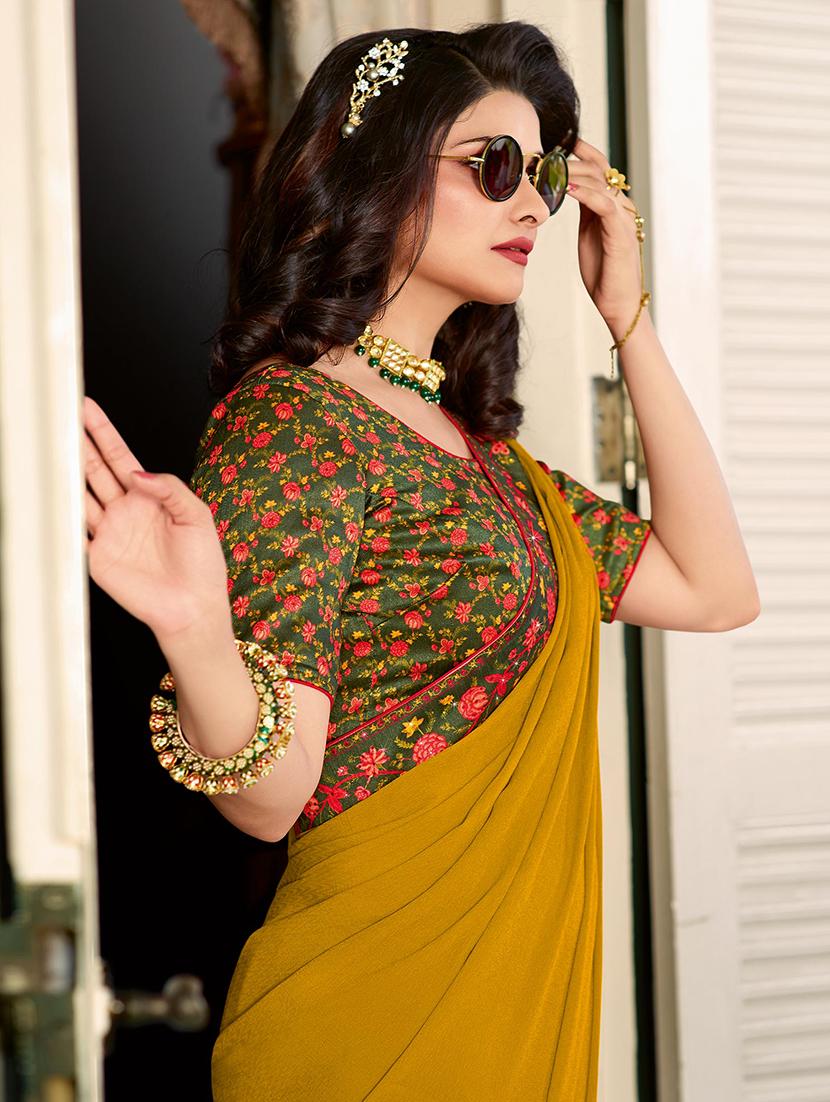 women solid bordered saree with blouse - 21722964 - Standard Image - 1