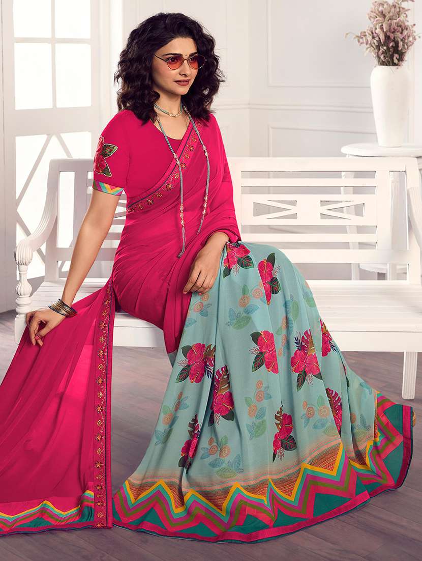 women printed half & half saree with blouse - 21722992 -  Standard Image - 1