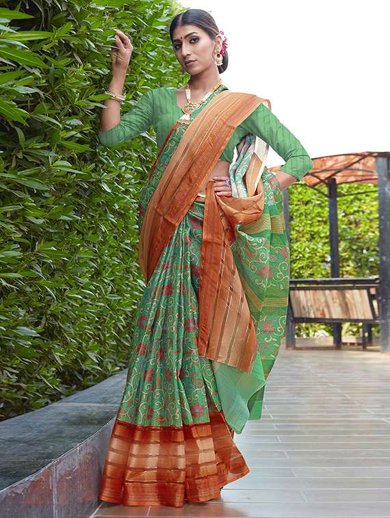 women printed casual wear saree with blouse - 21723035 -  Standard Image - 1