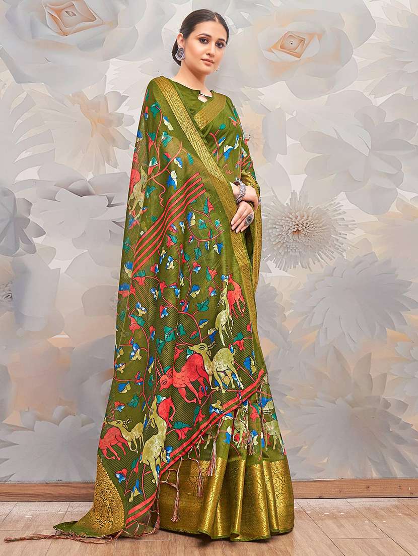 women printed bordered saree with blouse - 21723149 -  Standard Image - 1