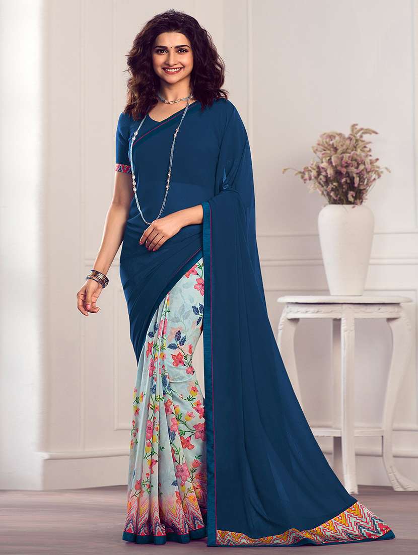 women floral printed half & half saree with blouse