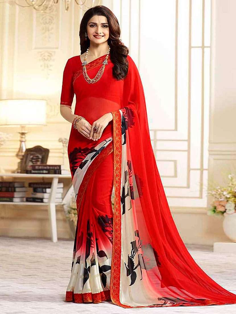 women printed casual wear saree with blouse