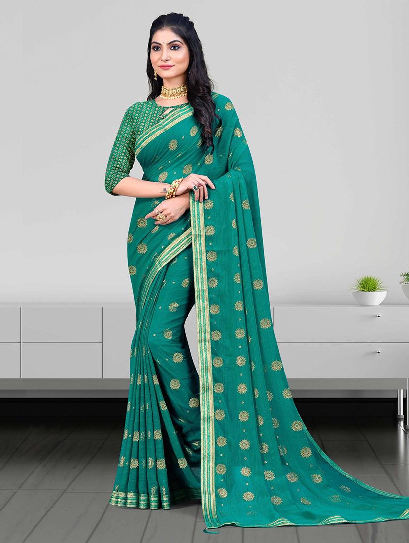 women embroidered bordered saree with blouse - 21723249 -  Zoom Image - 0