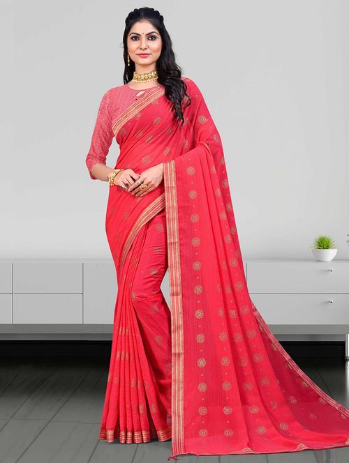 women printed bordered saree with blouse - 21723254 - Standard Image - 0