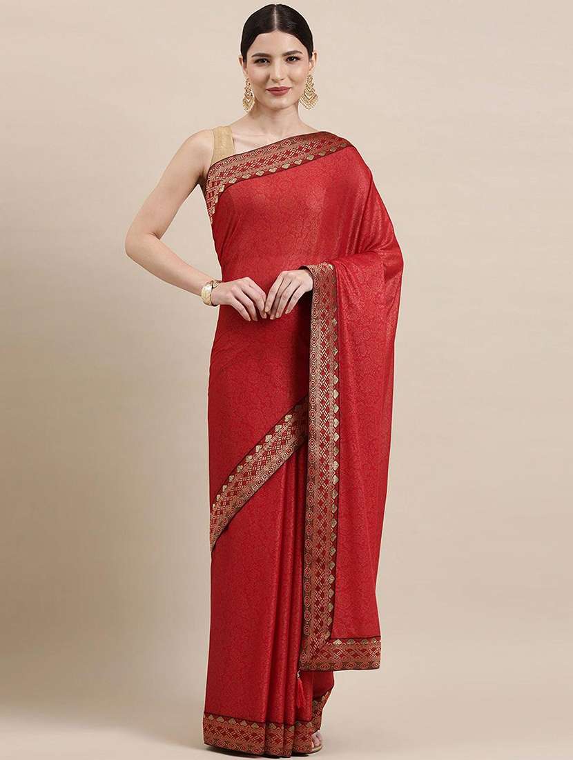 women maroon floral zari bordered saree with blouse